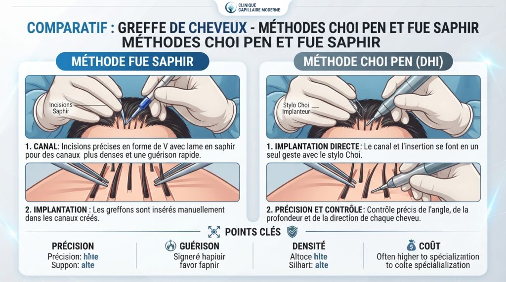 Greffe de cheveux FUE Saphir et CHOI tout savoir